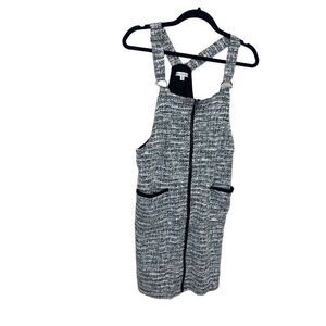 Ophelia Roe overall Dress Black and White with Pockets. Size Medium. Zipper Fron